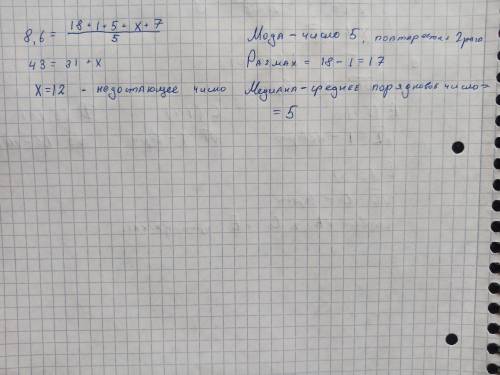 В ряду чисел 18; 1; 5;; 7 пропущено одно число. Найдите его, если среднее арифмитическое ряда равно