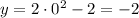 y=2\cdot0^2-2=-2