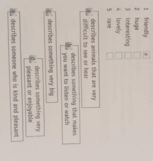 Match the adjectives (1-5) with the definitions (a-e)