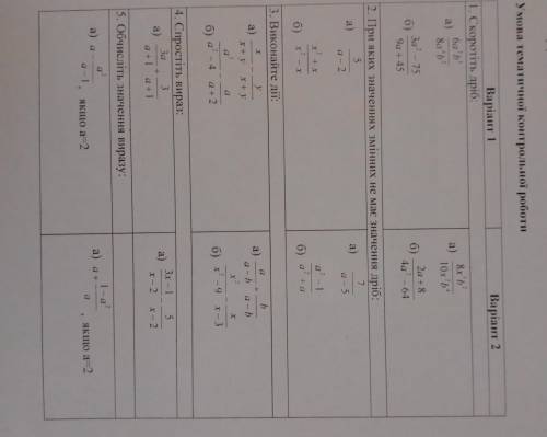 контрольна з алгебри з клас 1 варіант