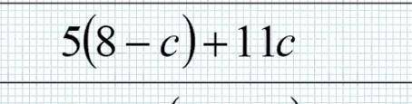 Раскрыть скобки, привести подобные слагаемые и упростить выражение:5(8-c)+11c