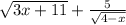 \sqrt{3x + 11} + \frac{5}{ \sqrt{4 - x} }