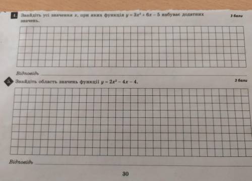 Самостійна робота 9 Функція у=ах²+bx+c, a≠ 0. Її графік і властивості