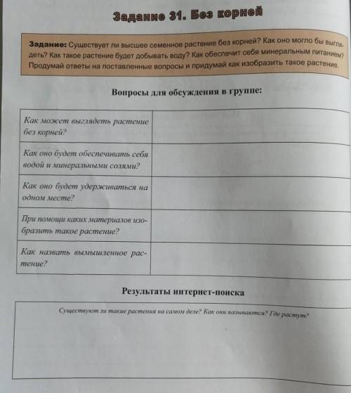 Задание: Существует ли высшее семенное растение без корней? Как оно могло бы выглядеть? Как такое ра