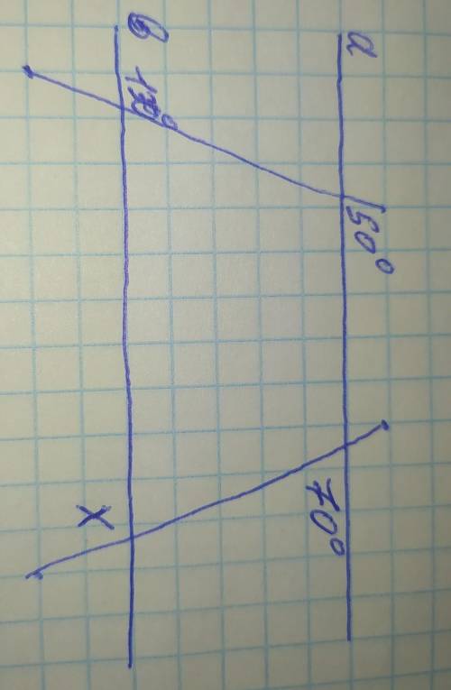 Найти градусную меру угла хтам,где косо цифры написал - 130°