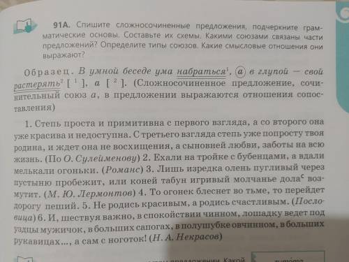 91A. Спишите сложносочиненные предложения, подчеркните грам- матические основы. Составьте их схемы.