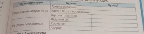 Будова та функції компонентів ядра табличка