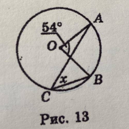 Варіант На рис. 13 точка 0 — центр кола. Знайдіть кут х.