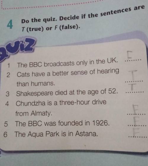 5 THINK! Look at Module 3 and write a T/F quiz of your own similar to the one in Ex. 4. a