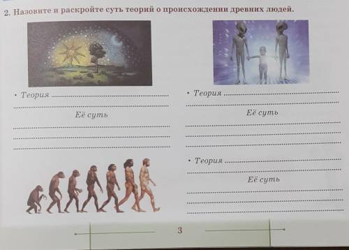 2. Назовите и раскройте суть теорий о происхождении древних людей. .Теория.ТеорияЕё сутьЕё сутьТеори