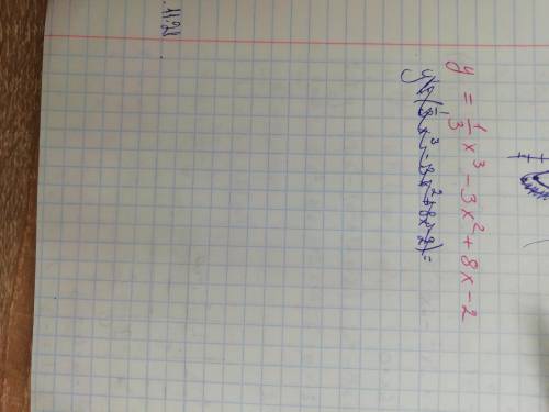 Y=1/3x^3-3x^2+8x-2 решите и найдите минимум и максимум