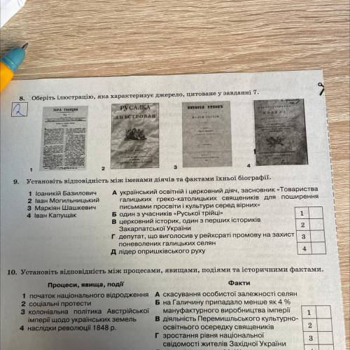 (9)Установіть відповідність між іменами діячів та фактами їхньої біографії