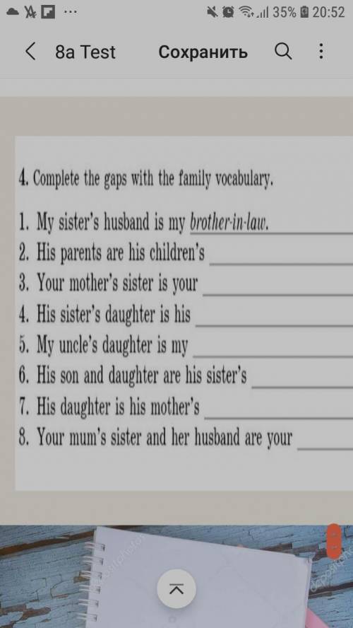 Complete the gaps with the family vocabulary