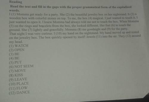 Read the text and fill in the gaps with the proper grammatical form of the capitalized words