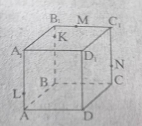 Дано куб ABCDA1B1C1D1 і точки: L, що належить відрізку AA1, K-BB1, M-B1C1,N-CC1 . Побудувати точки п