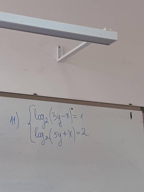 решить систему логорифмы log2(3y-x)=1 log2(5y+x)=2