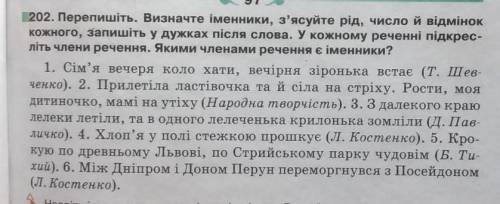 Перепишіть .Визначте іменники ,з'ясуйте рід ,число й відмінок кожного,запишіть у дужках після слова