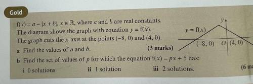 Решите задачу, пункт a) и b). Перевод: f(x) = a - |x+b|, x принадлежит действительным числам, где а