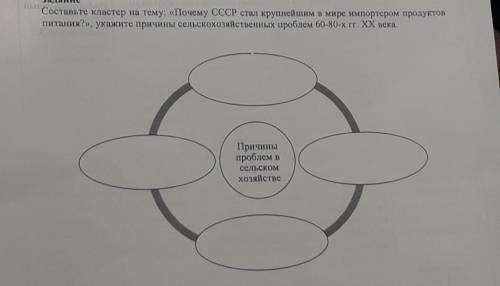 Задание Составьте кластер на тему: «Почему СССР стал крупнейшим в мире импортером продуктов питания?