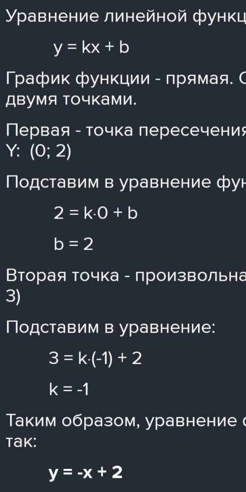 напишите формулу линейной функции заданного рафикк очень , если не сложно можно объяснение )