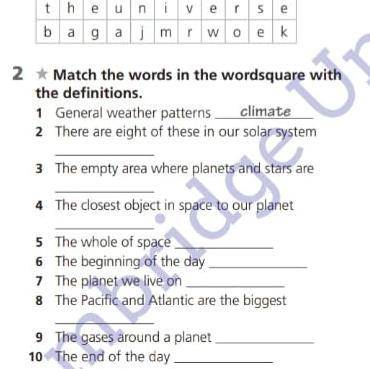 Match the words in the word square with the definitions