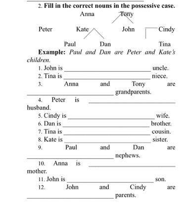 Fill in the correct nouns in the possessive case