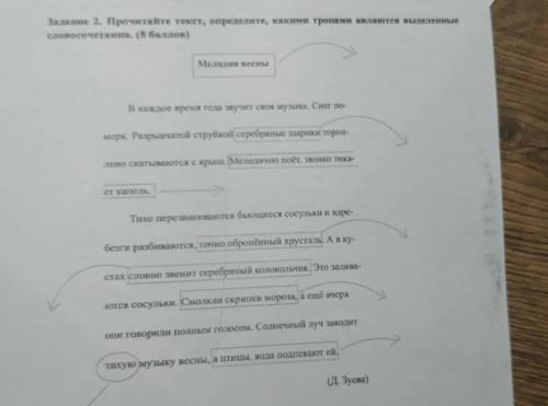 траницы 3. ( ) Задание 2. Прочитайте текст, определите, какими тропами являются выделенные словосоче