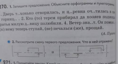 * 2. Рассмотрите схему первого предложения. Что в ней отражено? и 6. Найти в учебнике