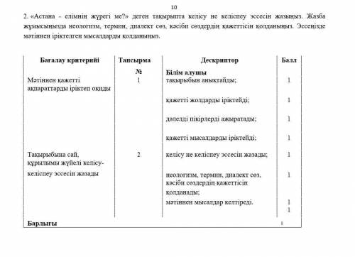 Астана ел жүрегі ме тақырыбында келіспеу не келісу эссесін жазу керек