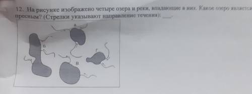 На каком рисунке изображено четыре озера и реки, впадающие в них. Какое озеро является пресным?