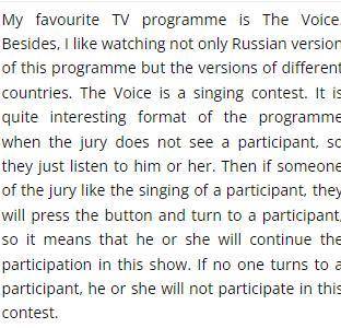 составить небольшой пересказ по английскому на тему моя любимая теле-программа.