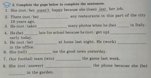 Complete the gaps below to complete the sentences.