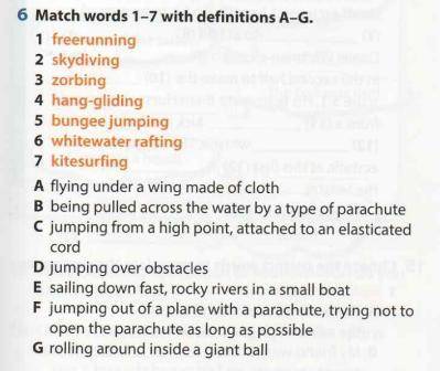 Match words 1-7 with definitions a-g