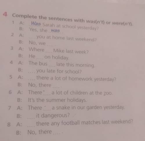 Complete the sentences with was(n't) or were(n't)