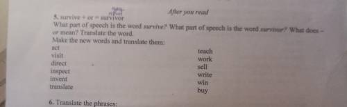 What part of speech is the word -survive? What part of speech is the word -survivor? What does or me