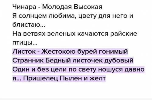 Ключевые слова стихотворения Листок