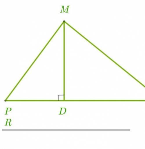 Закончи предложения соответствующей информацией о треугольниках. 1. Сумма углов треугольника PMR рав