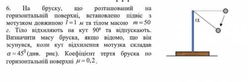 На брусок, що розташований на горизонтальній поверхні, встановлено підвіс з мотузком довжиною 1 м та