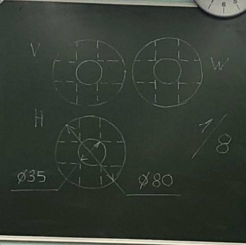 Изометрия с разрезом 1/8. Сфера со сквозными отверстиями.