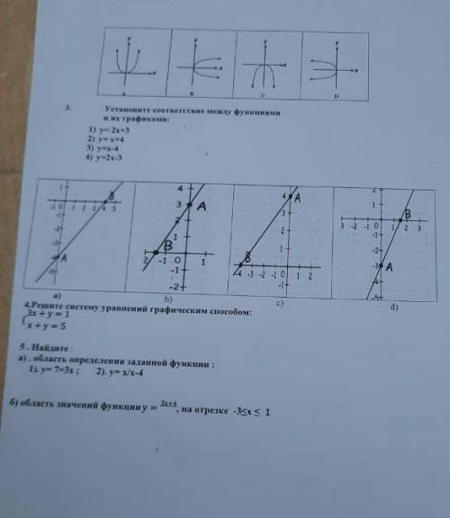 Установите соответствие между функциями и их графиками ОСТАЛЬНОЕ ТОЖЕ РЕШИТЕ