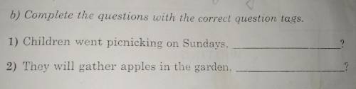 Complete the question with the correct question tags. 1) Children went picnicking on Sundays,2) They