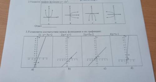 3.Установите ливетствие между функциями и их трафиками: 15 5142 2)y=+1 3 y 5%-2 ay 4y=x-1 9 2 ブル 0 &