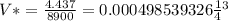 V* = \frac{4.437}{8900} = 0.000498539326м {}^{3}