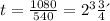 t = \frac{1080}{540} = 2год