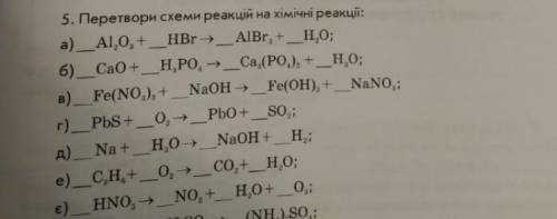 Перетвори схеми реакції на хімічні реакції