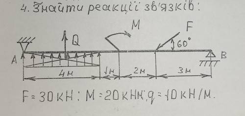 Знайти реакції зв'язків статика