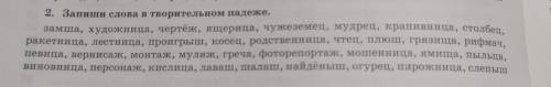 Запиши слова в творительном падеже