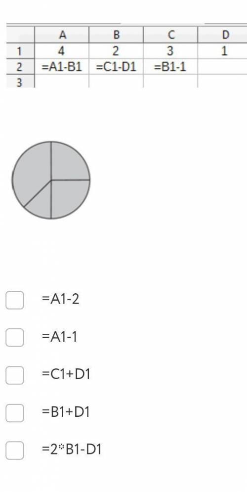 Дан фрагмент электронной таблицы. Какие из формул, приведённых ниже, могут быть записаны в ячейке D2