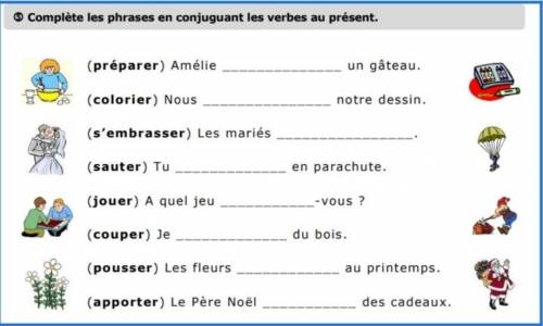 Complète les phrases en conjuguant les verbes au présent.