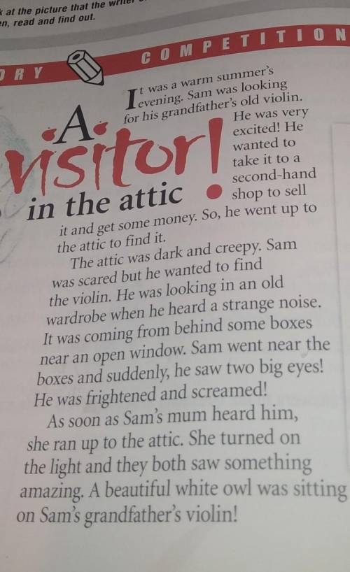 B. Read again and answer the questions 1 why did sam go to the attic?2. What was the attic like ?3.W